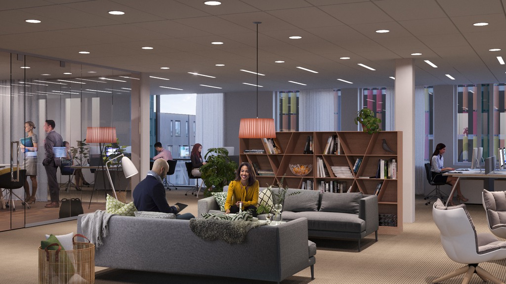 Concept image of the office landscape at Origo.