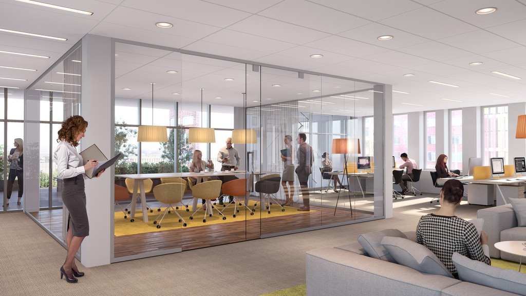 Concept picture of the office landscape at Origo.