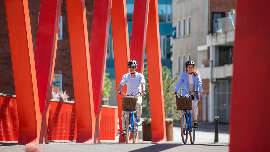 Cyklar över bron